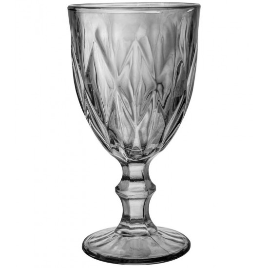 Jogo 6 Tacas 300ml Para Água Diamante Cinza Metalizado